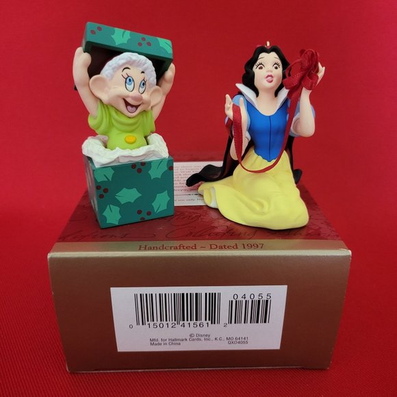 Hallmark Snow White & Dopey Dwarf Set of 2 Ornaments Anniversary Edition 1997 - Picture 3 of 12